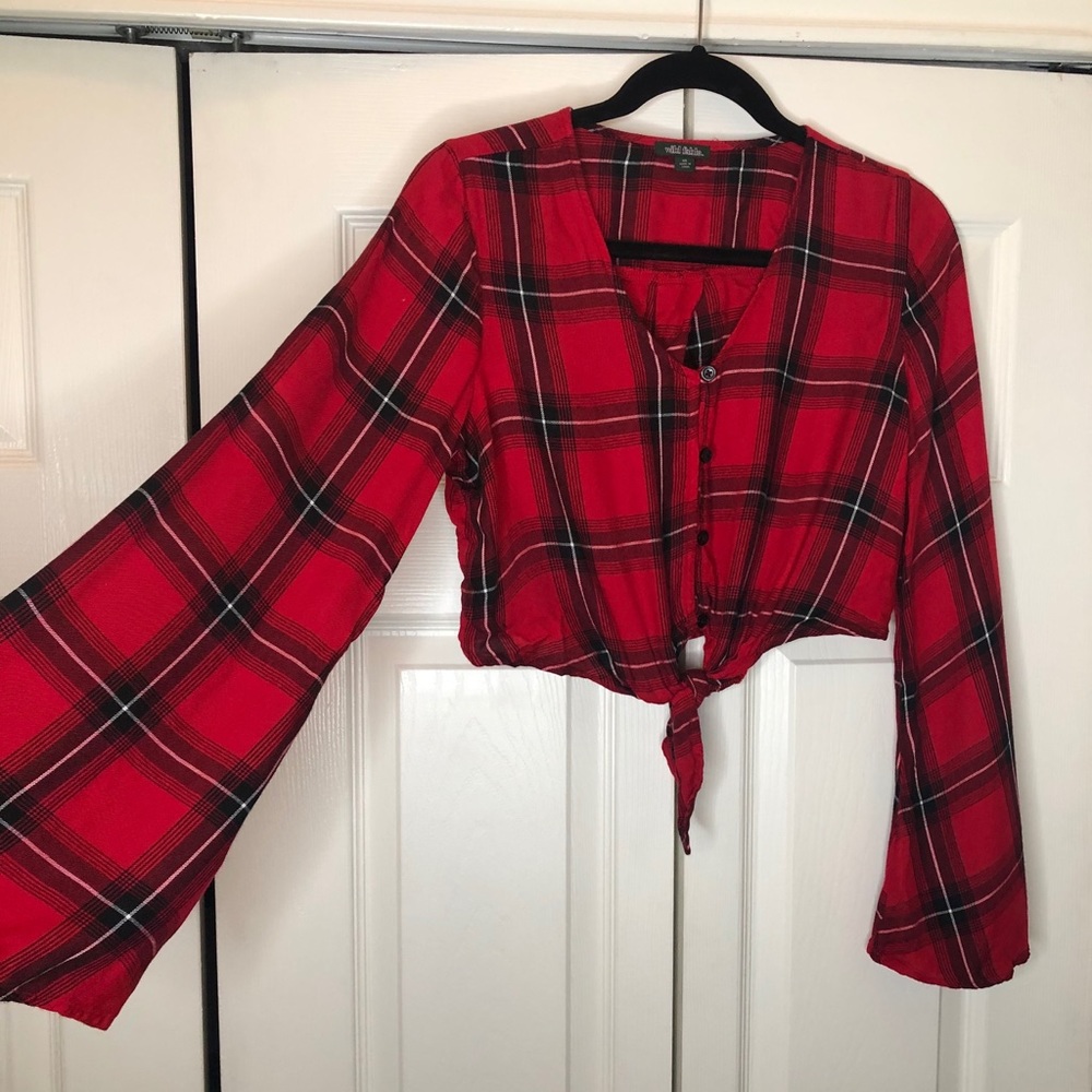 Target - flannel crop top with bell sleeves XS